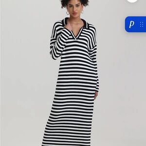 525 America Black and White Striped Dress